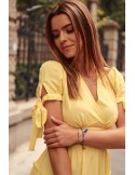 Summer dress with short sleeves, yellow PR3181 - Online store - Boutique